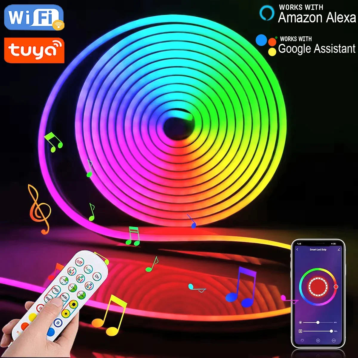 Colorwave: Smart RGB Neon LED Strip with Tuya Control