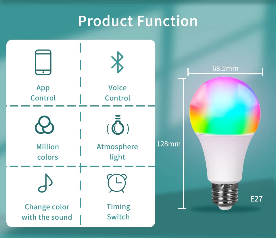 Colorwave: Smart RGB LED Bulb with Bluetooth Control