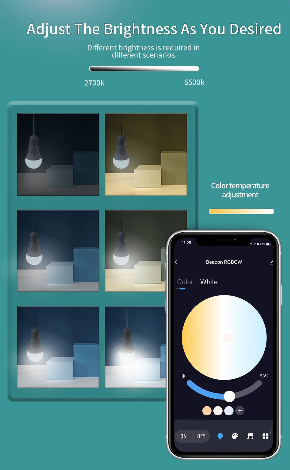 Colorwave: Smart RGB LED Bulb with Bluetooth Control