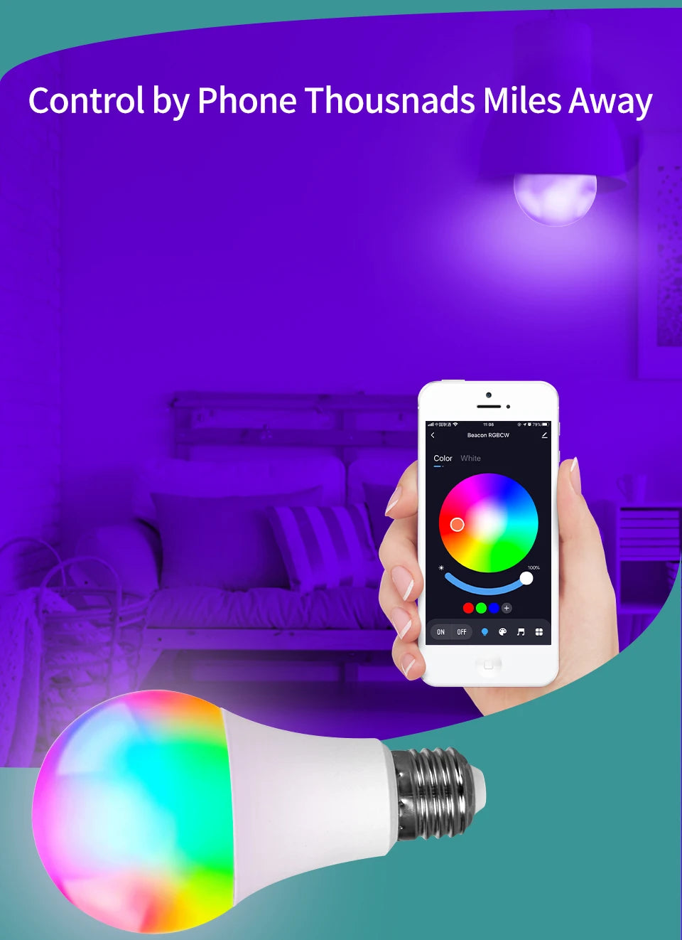 Colorwave: Smart RGB LED Bulb with Bluetooth Control