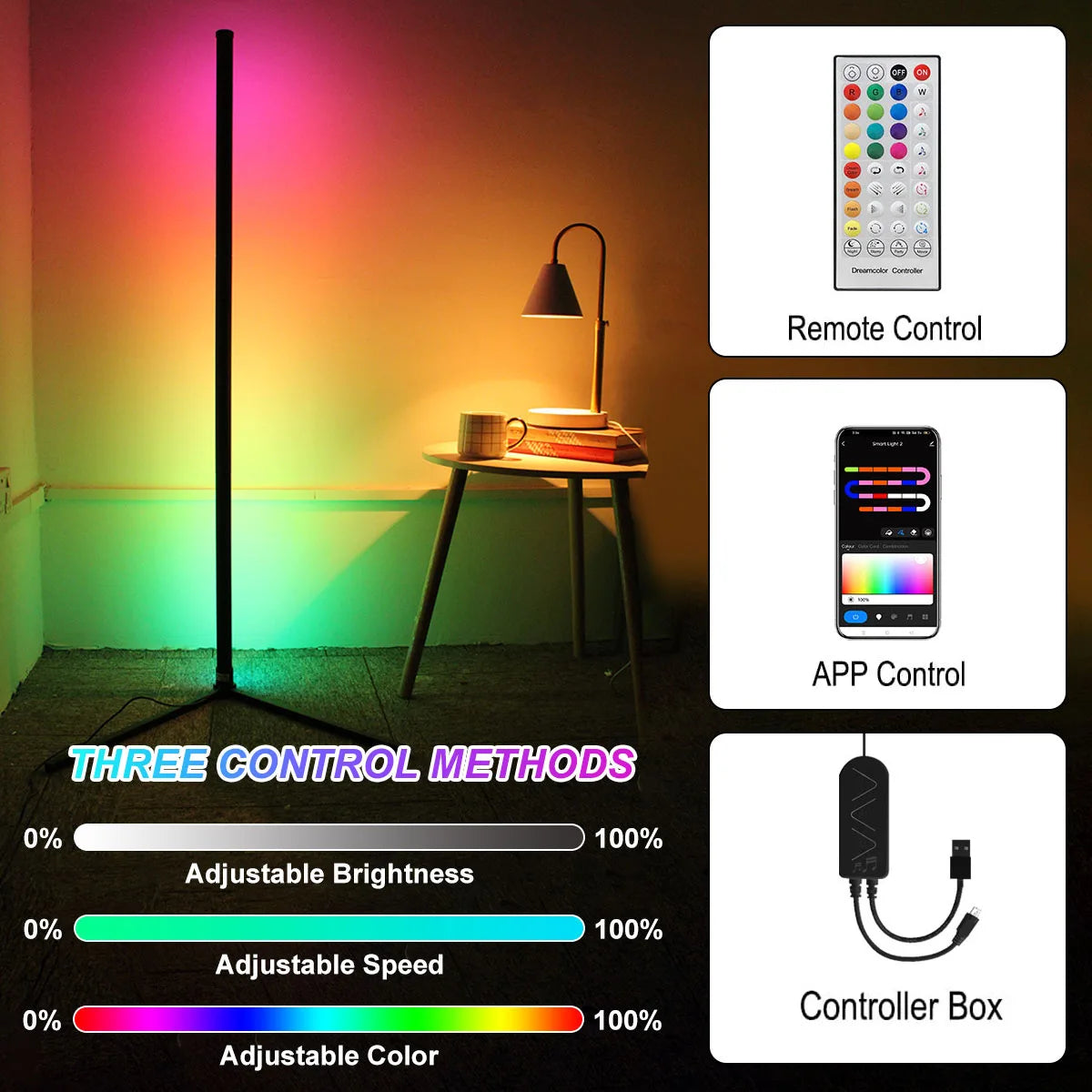 Colorwave: Smart RGB Corner Floor Lamp