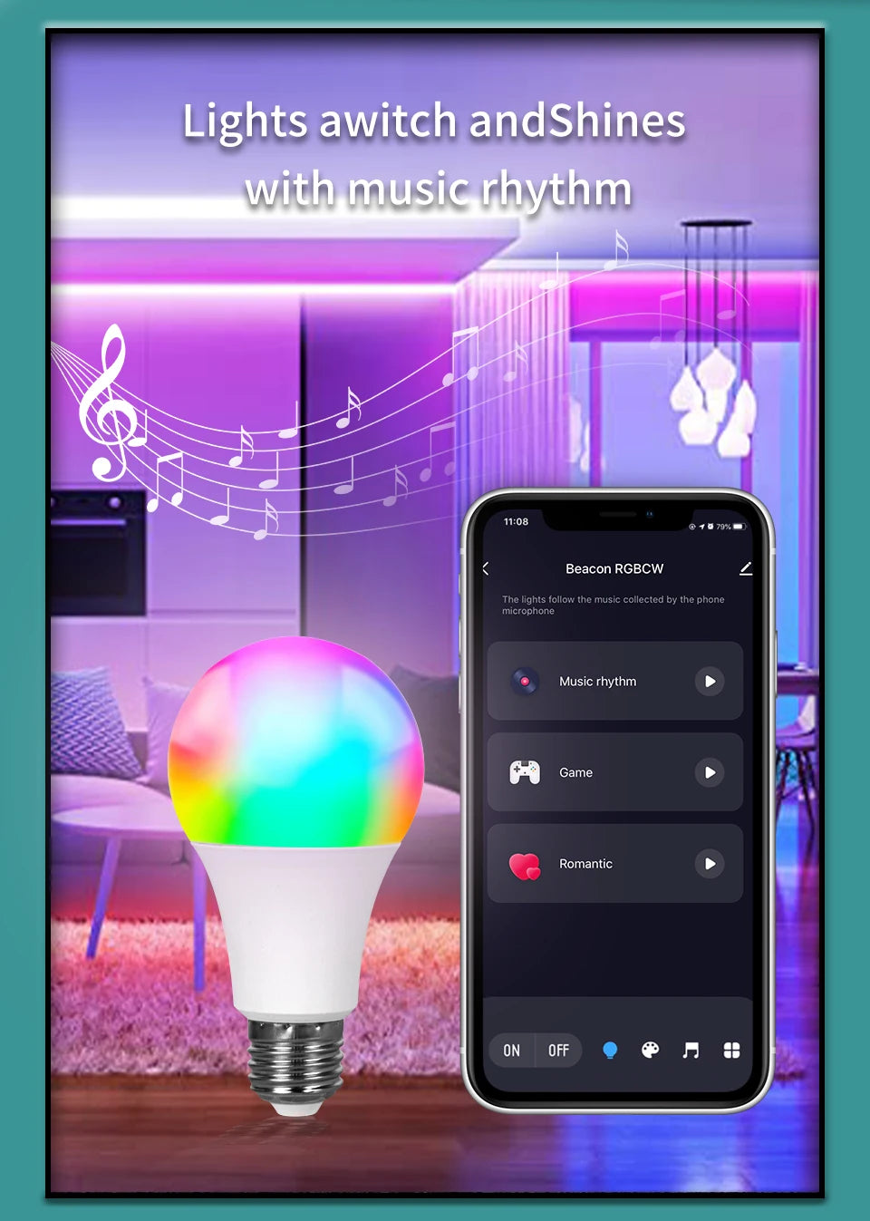 Colorwave: Smart RGB LED Bulb with Bluetooth Control