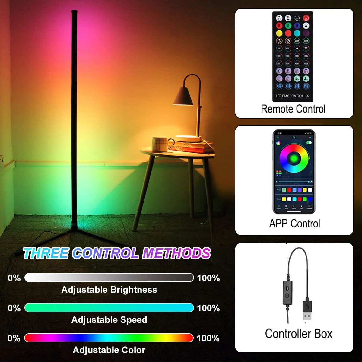 Colorwave: Smart RGB Corner Floor Lamp