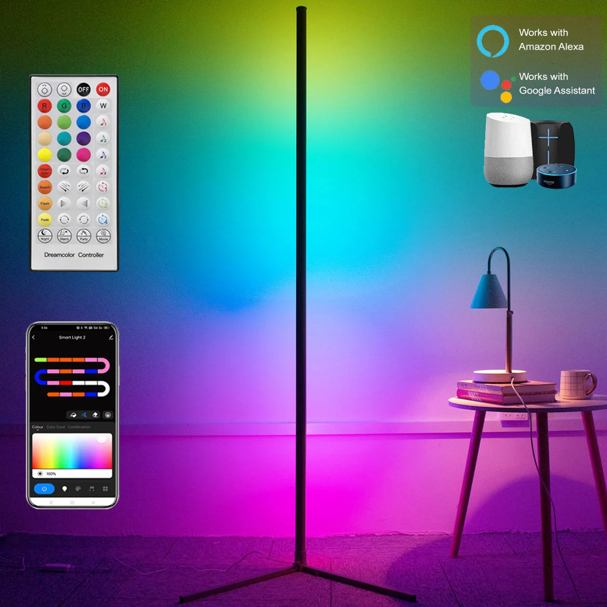 Colorwave: Smart RGB Corner Floor Lamp